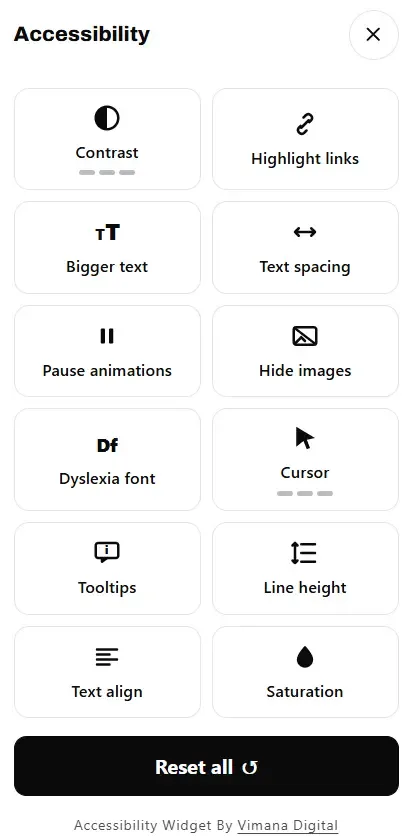 Bespoke accessibility feature on the Styled By Tilly website