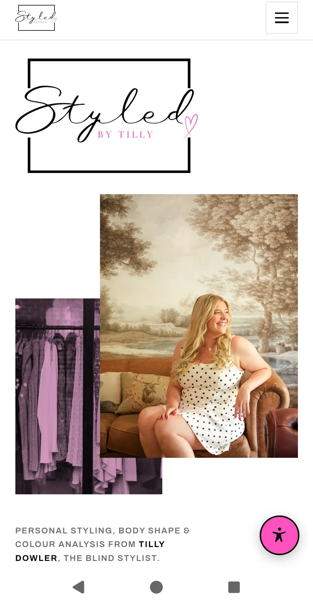 Mobile view of the Styled By Tilly website
