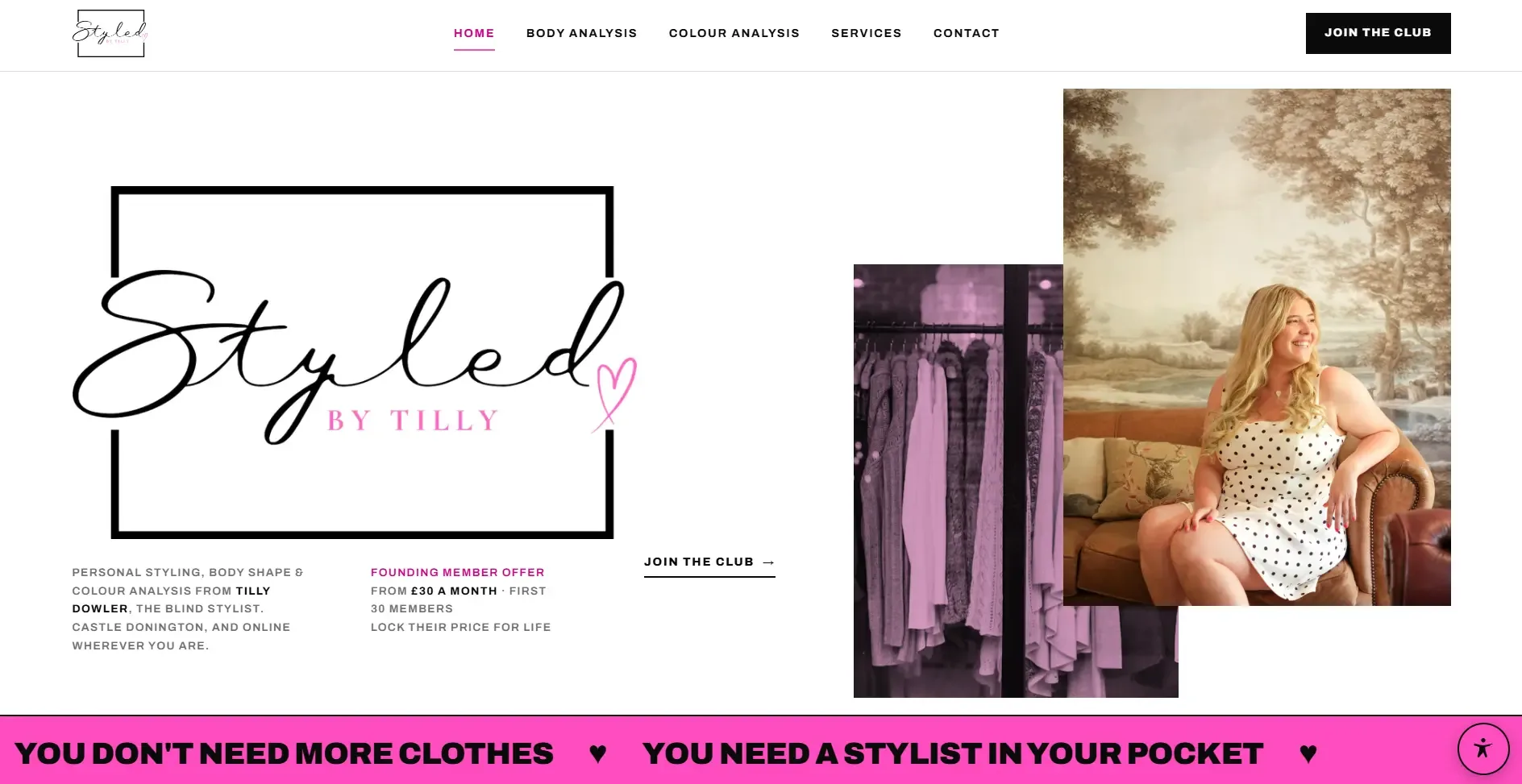 Styled By Tilly website homepage designed and developed by Vimana Digital